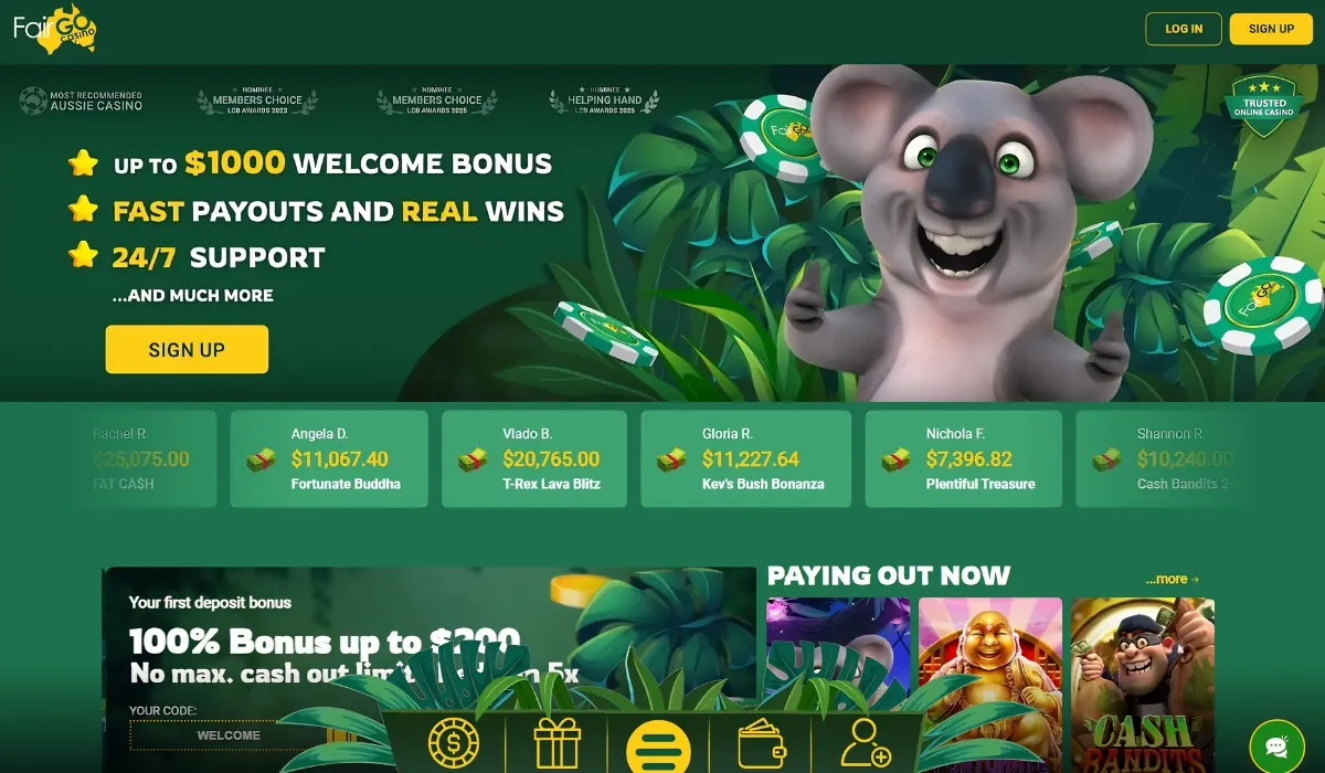 Fair Go Casino Bonuses Page